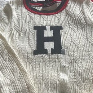 Women’s Tommy Hilfiger Cream Sweater with Blue Lettering